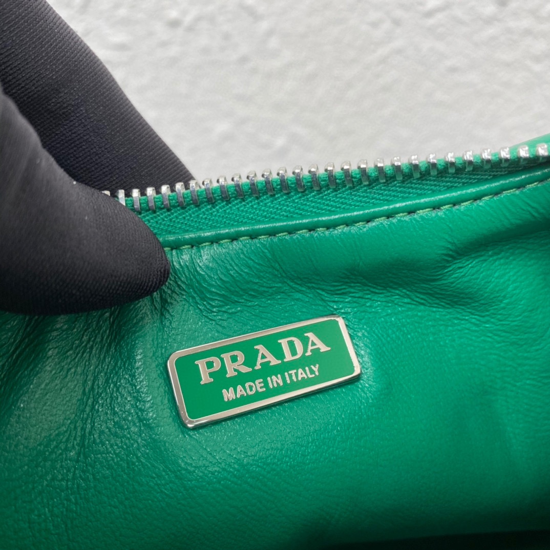 Prada Padded Nappa Leather Re Edition 2005 Shoulder Bag Mango Green 1BH204